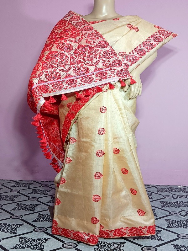 Ready To Wear Pure Assam Handloom Tussar Silk Silkmarked Saree/02330002001