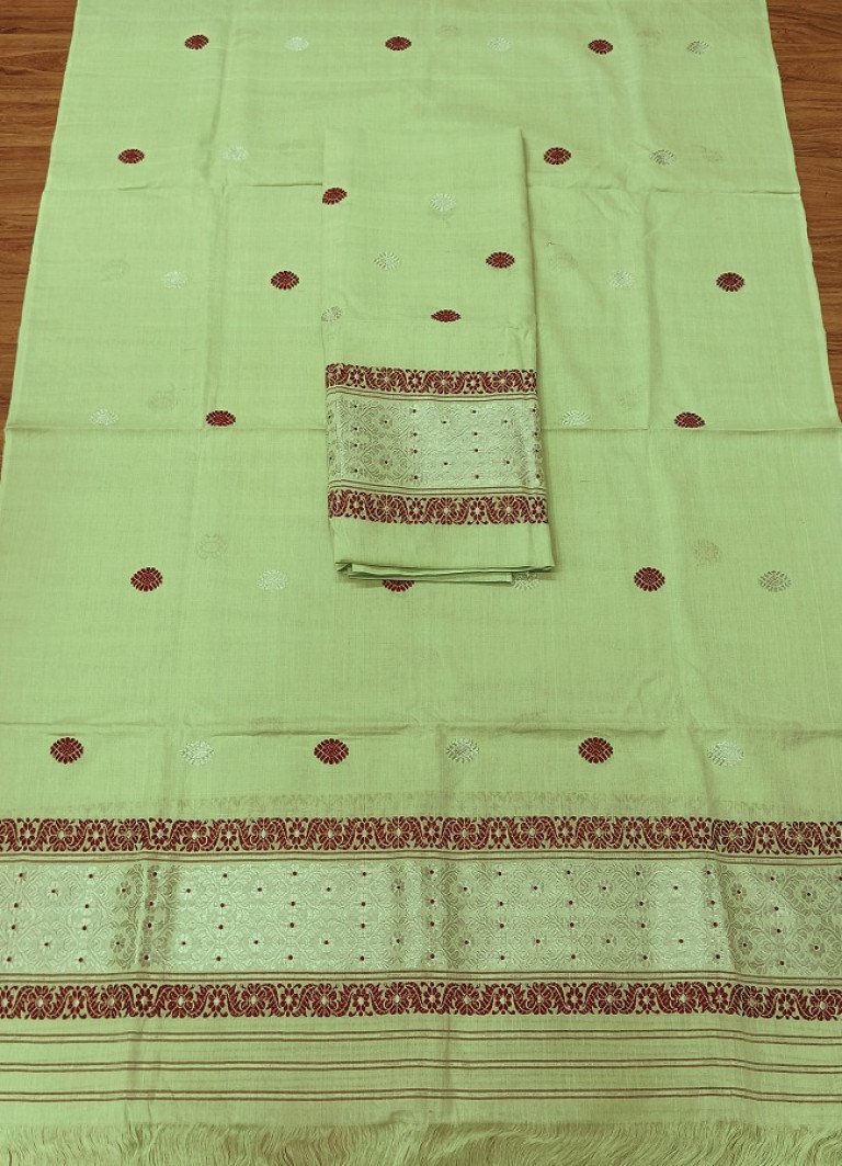 Handloom Pure Cotton Mekhela Sador With Blouse Material/ 01660019001