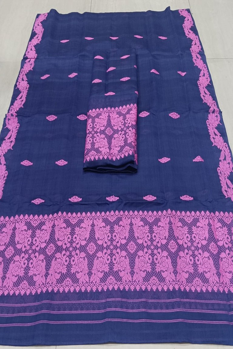 Handloom Self Bordered Cotton Nooni Mekhela Sador With Blouse Material/ 0137000N001