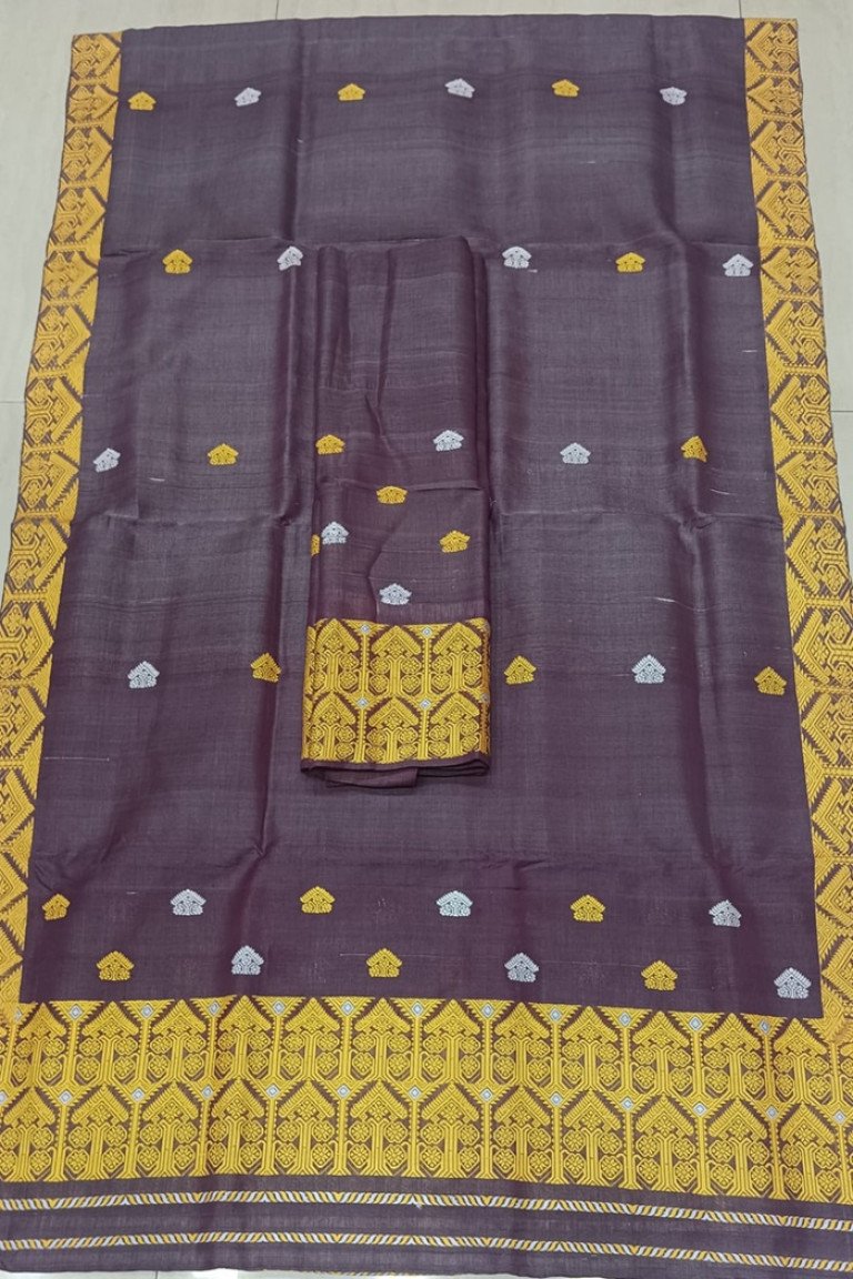 Handloom Self Bordered Cotton Nooni Mekhela Sador With Blouse Material/ 0137000N001
