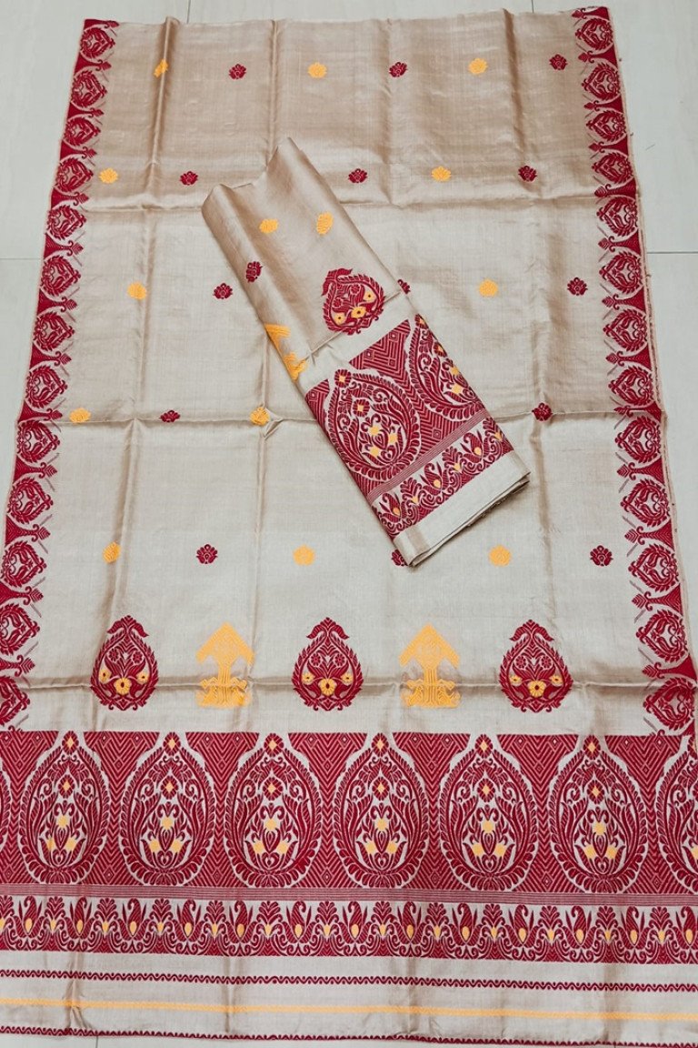 Pure Toss / Tussar Silk Mekhela Sador With Blouse Material/ 0264000H001