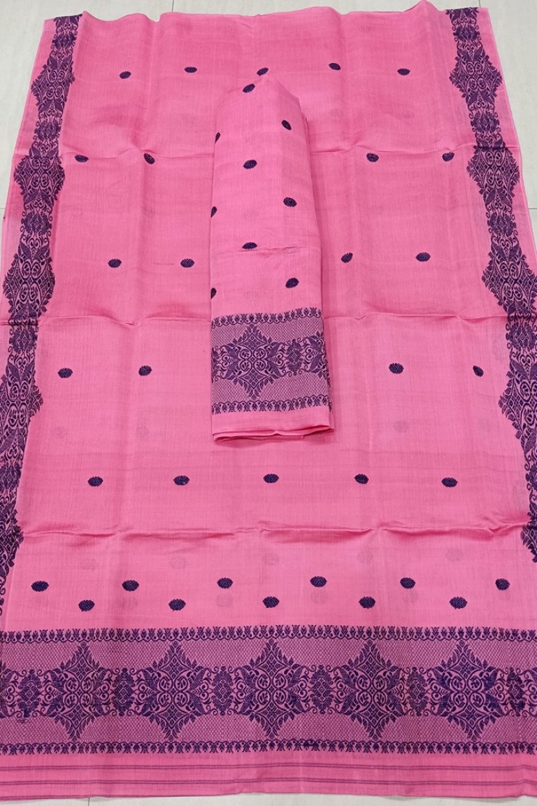 Handloom Self Bordered Cotton Nooni Mekhela Sador With Blouse Material/ 013700P001
