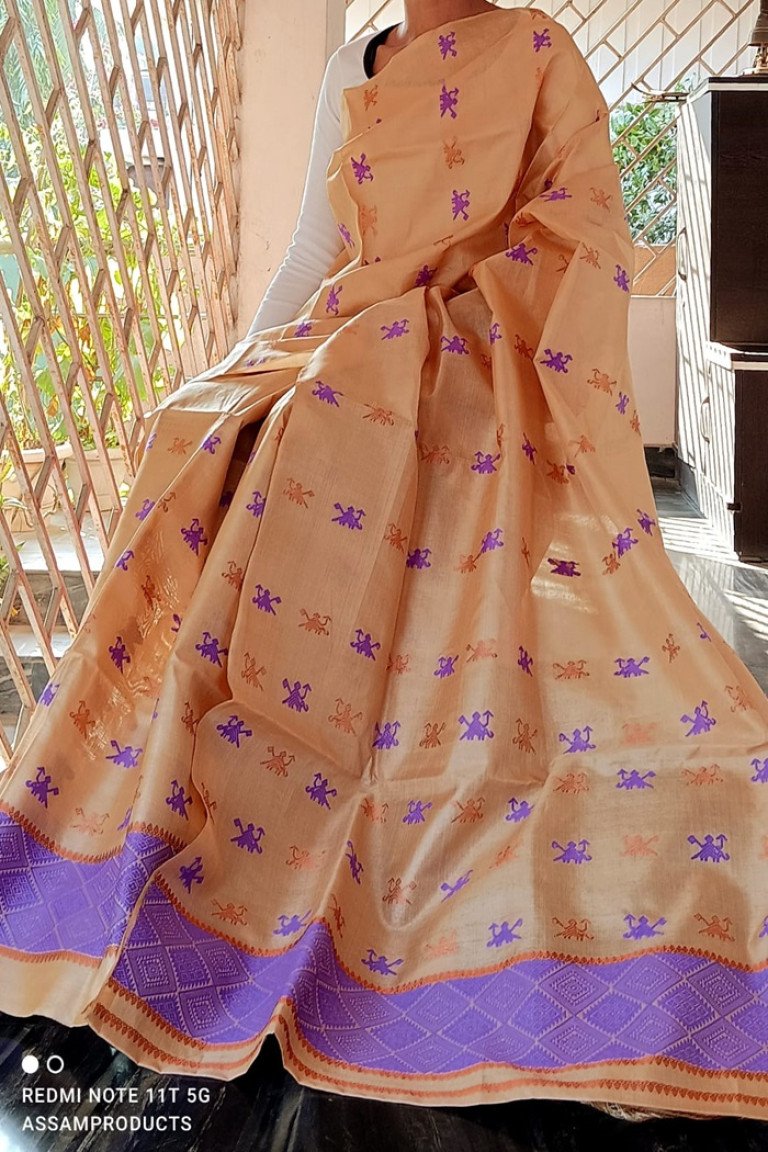 Handloom Toss / Tussar Silk Mekhela Sador With Blouse Material/ 02640004001