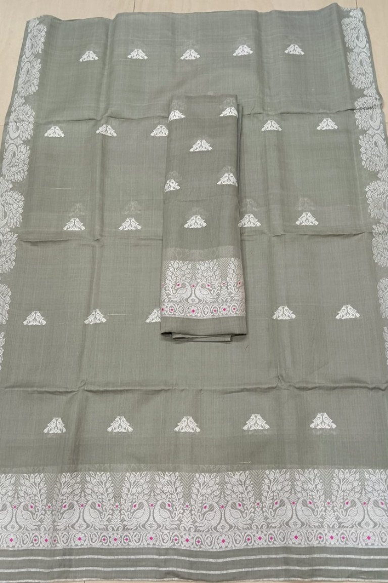 Handloom Self Bordered Nooni Cotton Mekhela Sador With Blouse Material/ 0137000P001