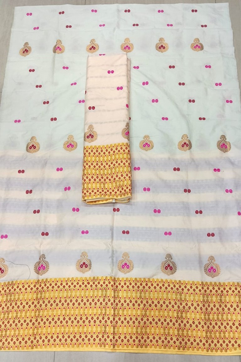 HANDLOOM MIXED SILK MEKHELA SADOR WITH BLOUSE MATERIAL / 0221000O001