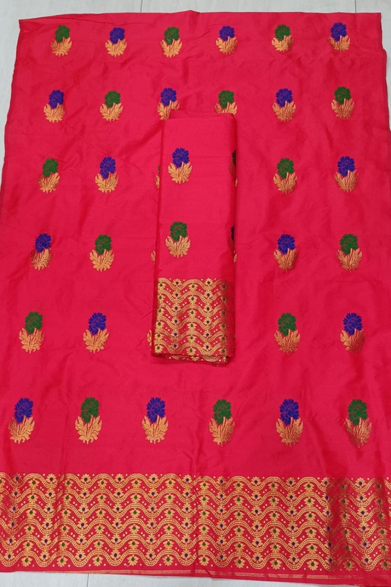 HANDLOOM MIXED SILK MEKHELA SADOR WITH BLOUSE MATERIAL / 0221000O001