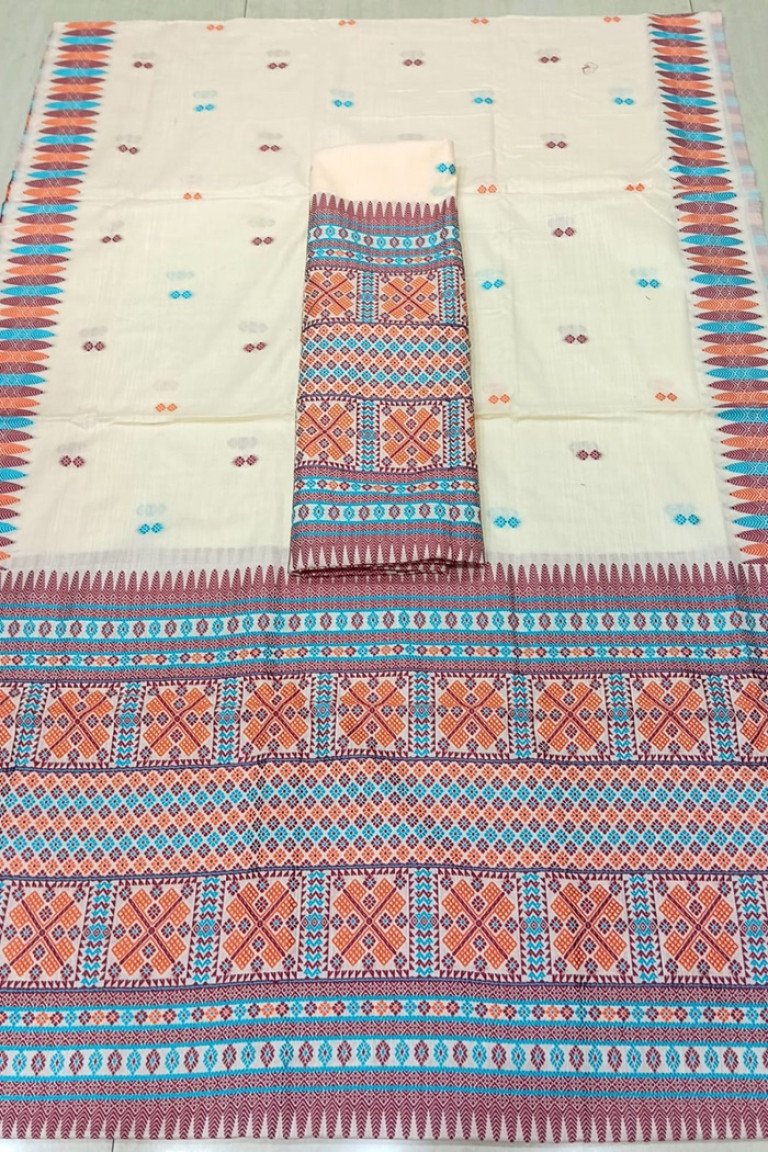 Cotton Kecha Paat Dimasa Designed Mekhela Sador With Blouse Material / 0263000J001