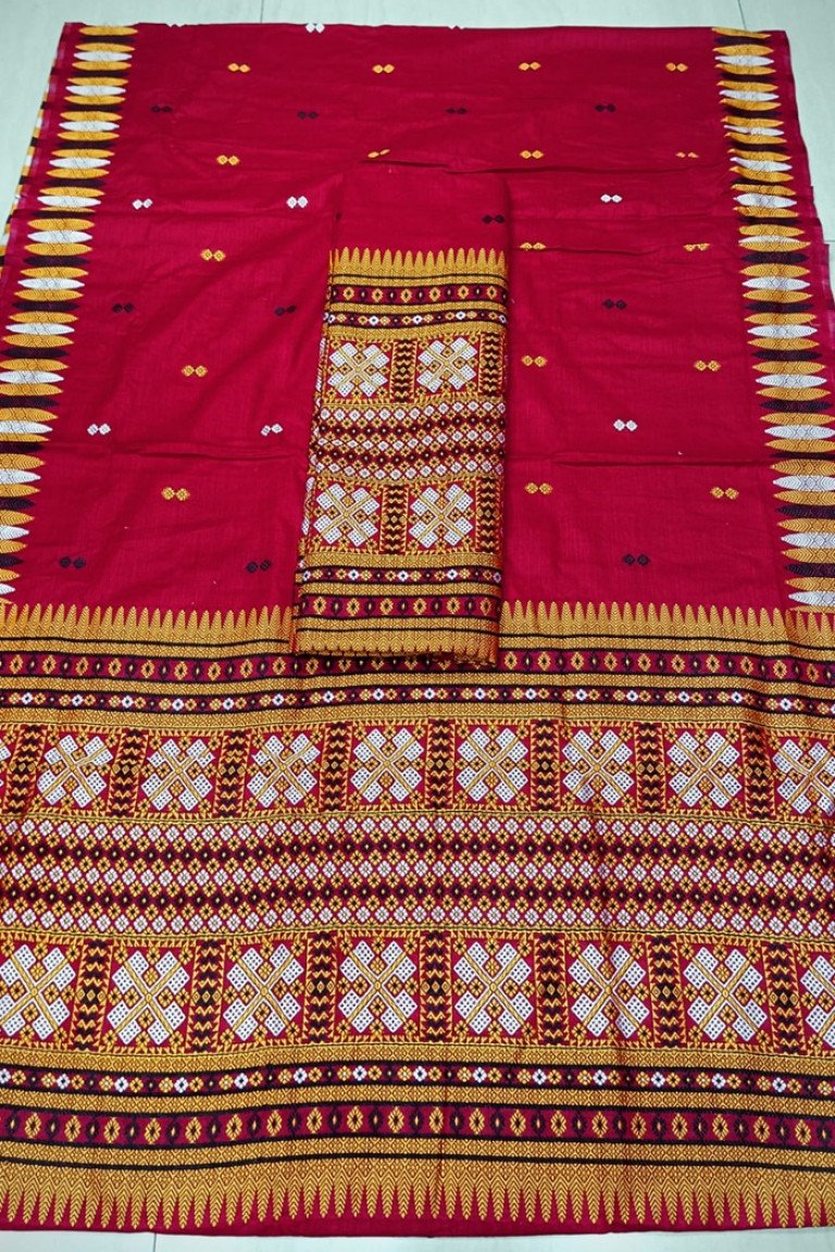 Cotton Kecha Paat Dimasa Designed Mekhela Sador With Blouse Material / 0263000J001
