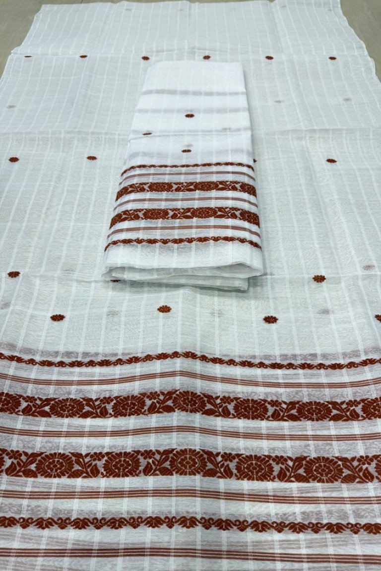 Handloom Cotton Gaari Pattern Mekhela Sador With Blouse Material / 02220015001