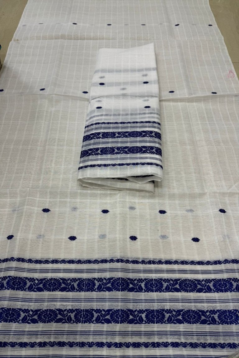 Handloom Cotton Gaari Pattern Mekhela Sador With Blouse Material / 02220015001