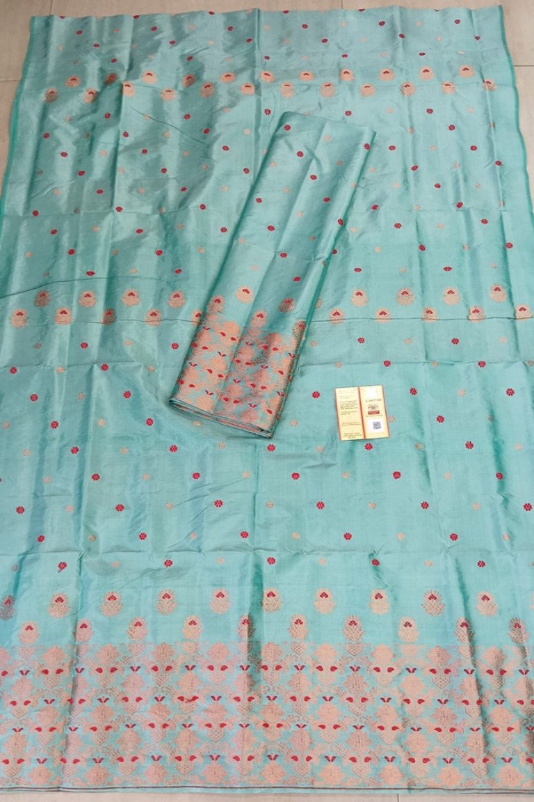Handloom Silk-Marked Pure Mulberry Silk Mekhela Sador With Blouse Material / 0256000B001