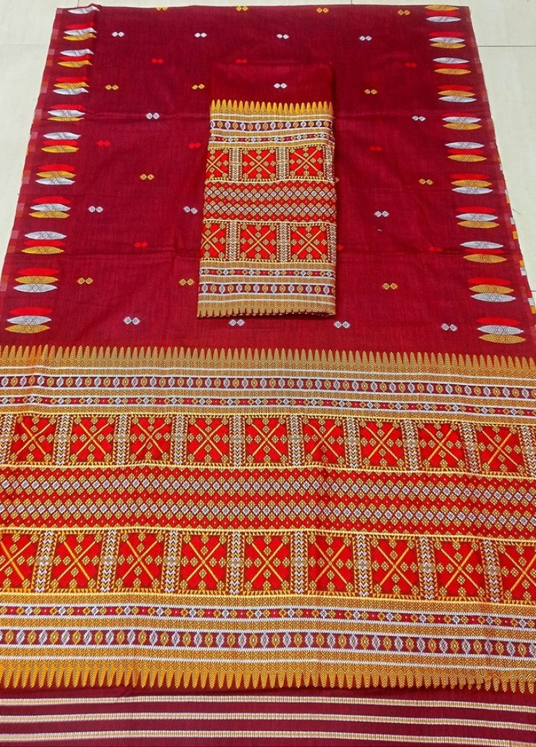 Cotton Kecha Paat Dimasa Designed Mekhela Sador With Blouse Material / 0263000N001