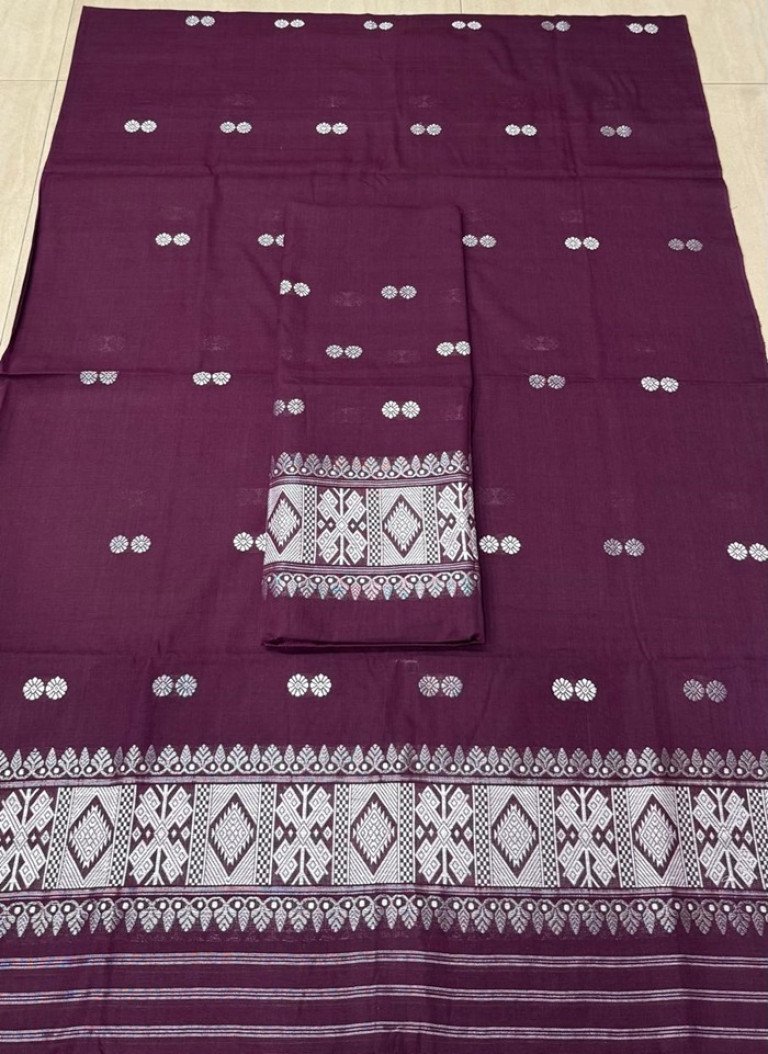 Handloom Mercerized Cotton Mekhela Sador with Blouse Material/ 02220016001