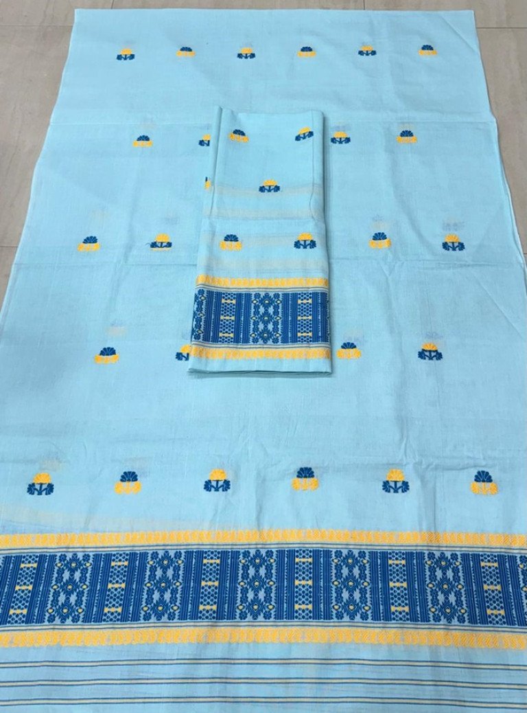 Handloom Mercerized Cotton Mekhela Sador with Blouse Material/ 02220016001