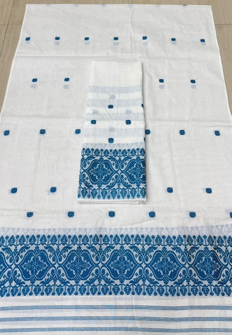 Handloom Mercerized Cotton Mekhela Sador with Blouse Material / 01500005001