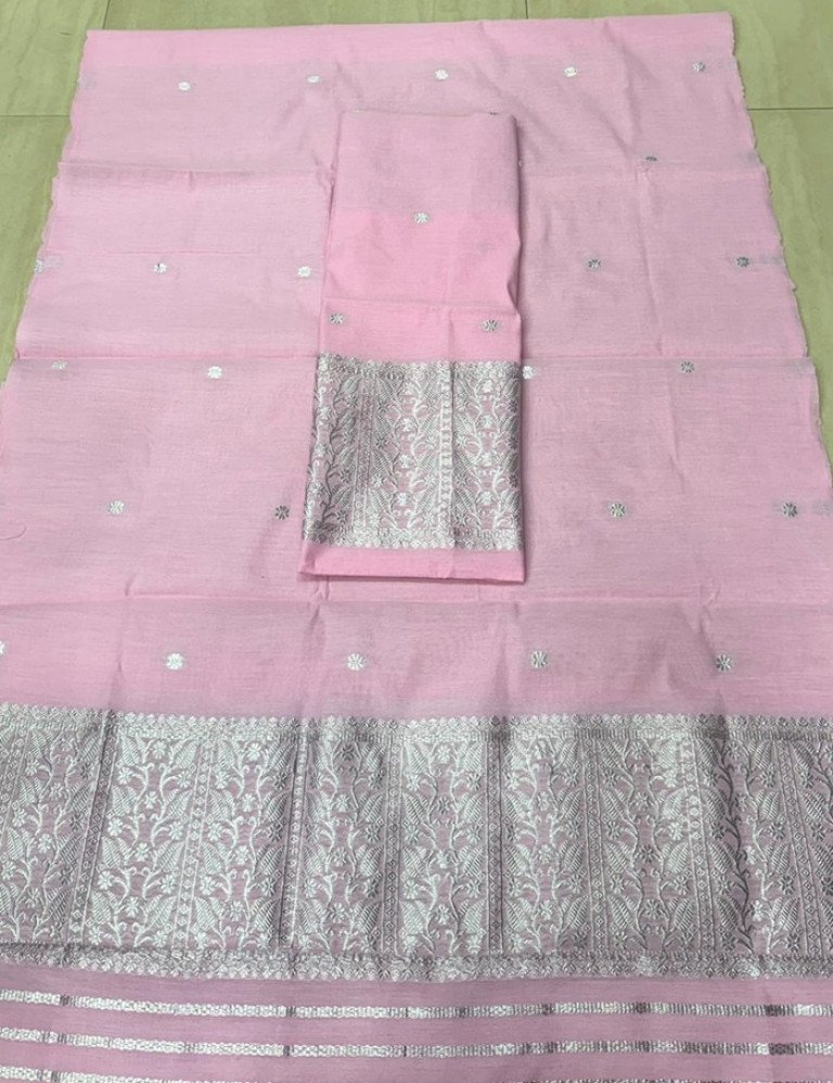 Cotton Blend Mekhela Sador With Blouse Material / 0263000O001