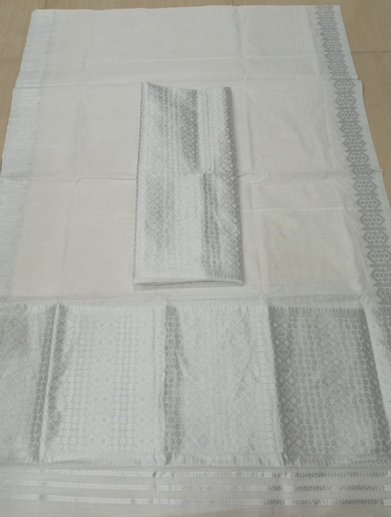 Cotton Blend Mekhela Sador With Blouse Material / 0263000O001