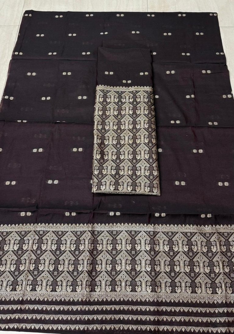 Cotton Blend Mekhela Sador With Blouse Material / 0166001Z001