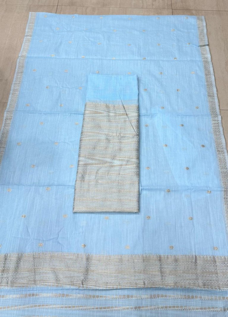 MM Cotton Kesapat Fixed Border Mekhela Sador With Blouse Material / 03520005001