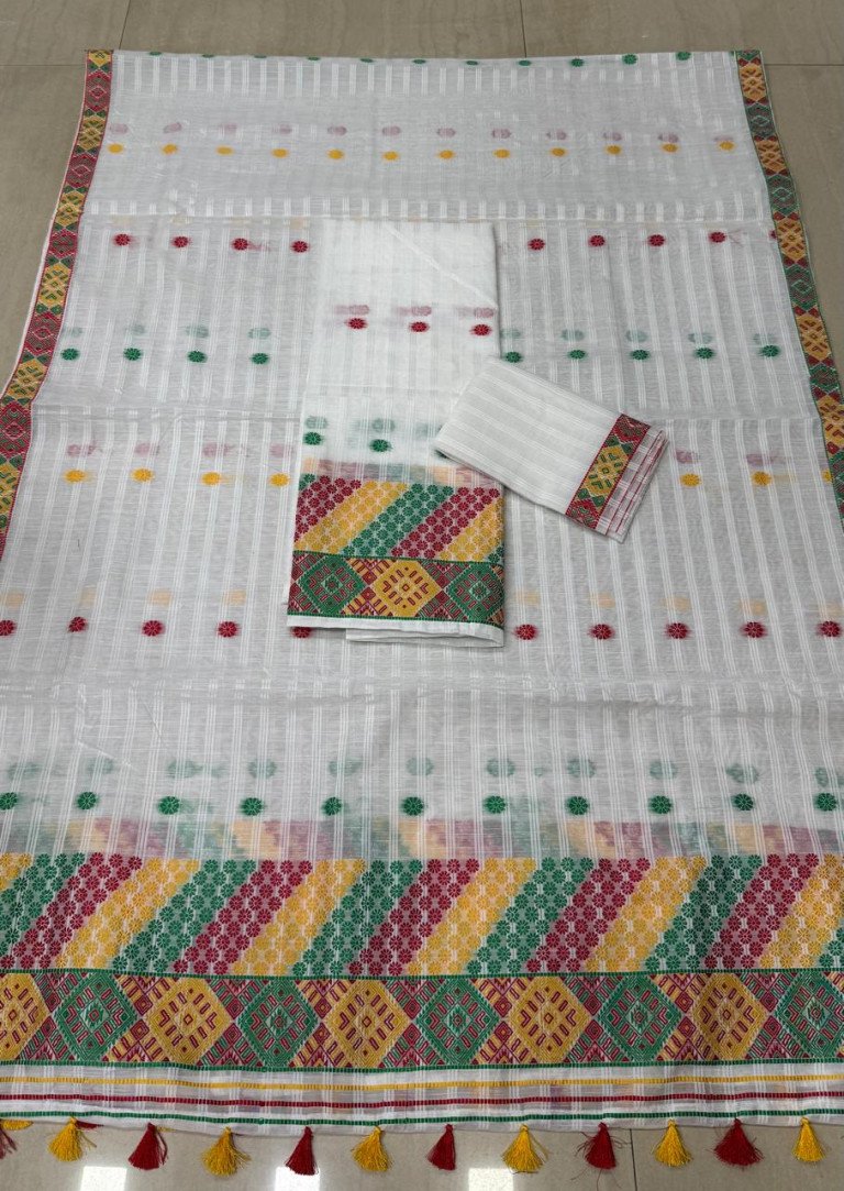Ready To Wear Gaari Diya Cotton Mixed Mekhela Sador With Blouse Material /03350005001