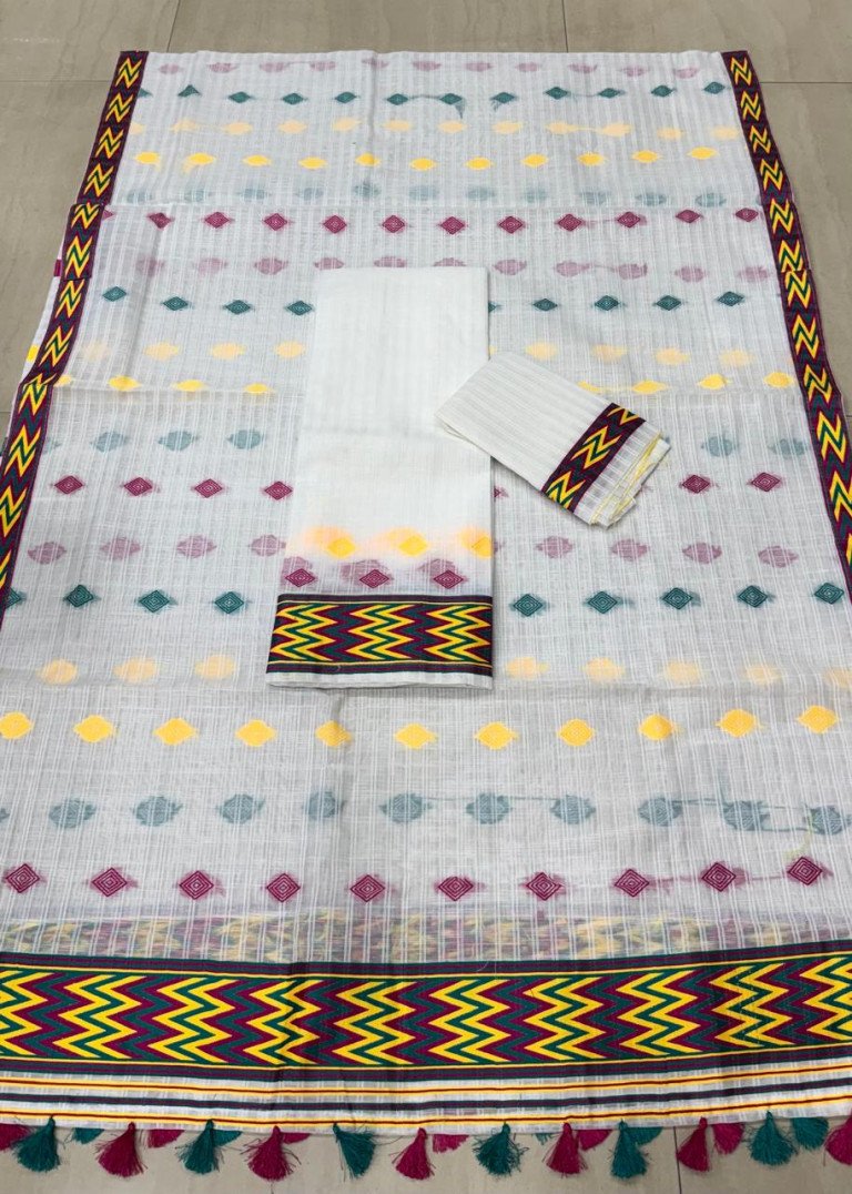 Ready To Wear Gaari Diya Cotton Mixed Mekhela Sador With Blouse Material /03350005001