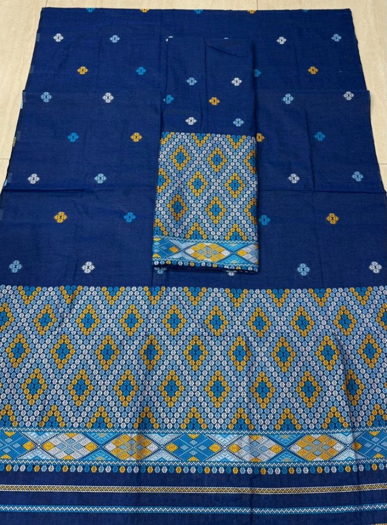 Cotton Kesapaat Mishing Design Mekhela Sador With Blouse Material / 0034001R001