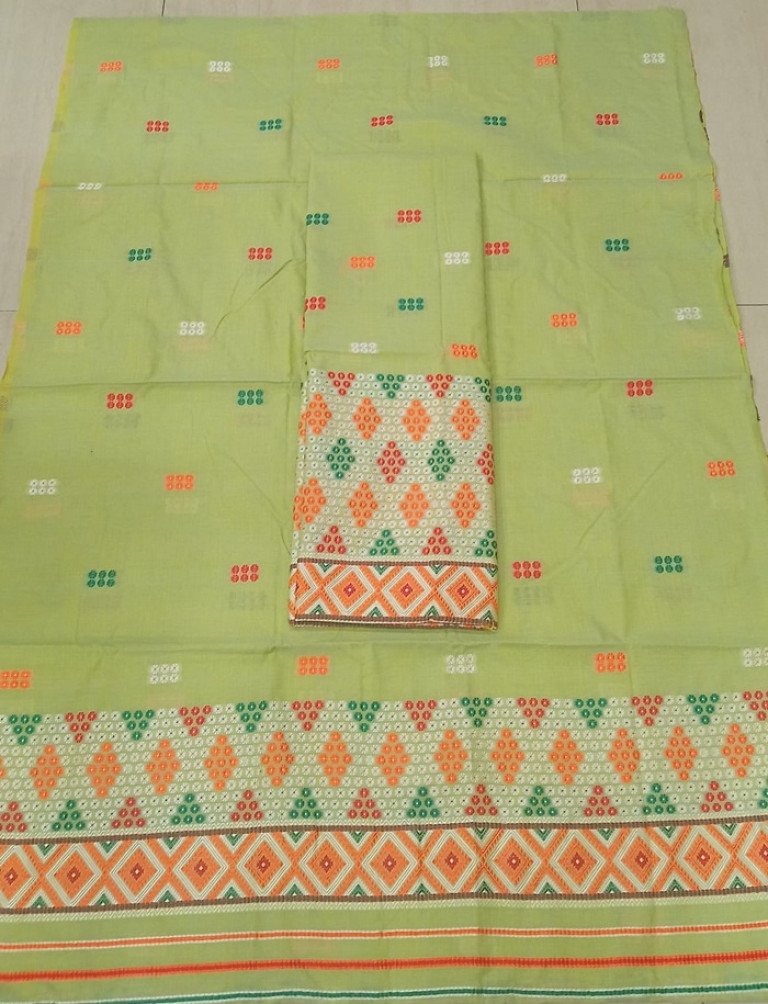 Cotton Kesapaat Mishing Design Mekhela Sador With Blouse Material / 0034001R001