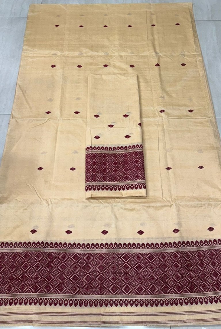 Handloom Toss- Cotton Cotton Mekhela Sador With Blouse Material/ 0259000C001