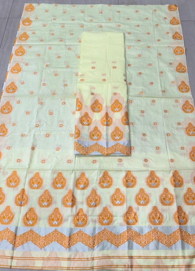 Cotton Kesa Paat Mekhela Sador With Blouse Material / 0353000E001