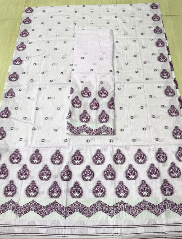 Cotton Kesa Paat Mekhela Sador With Blouse Material / 0353000E001