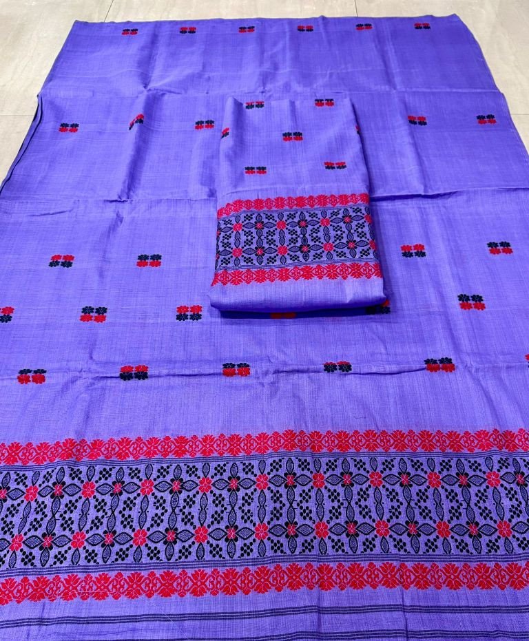 Handloom Pure Cotton Mekhela Sador With Blouse Material/ 01500005001
