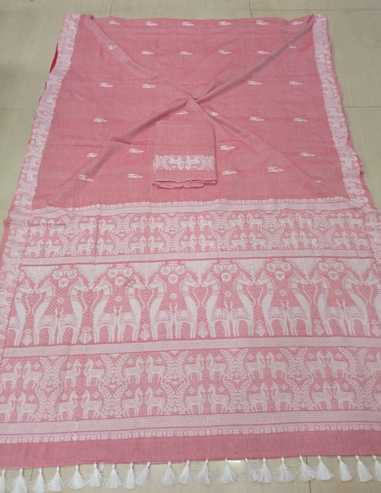 Handloom Pure Cotton Saree with Blouse Material / 0252000E001