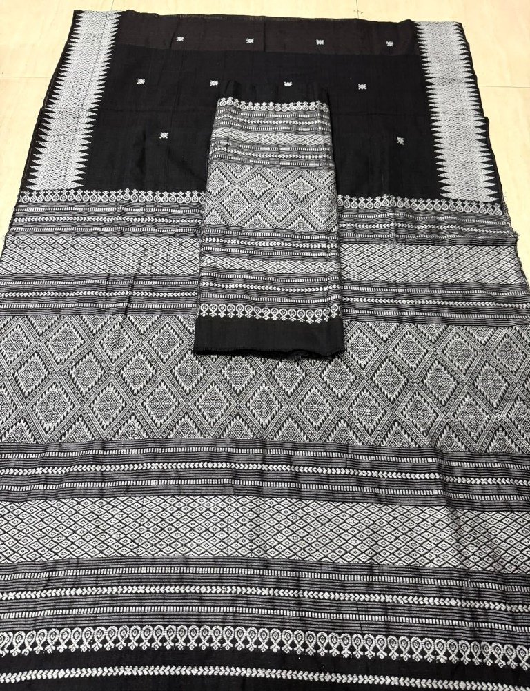 Handloom Padmini Cotton Heavy Fixed Border Mekhela Sador with Blouse Material/ 03650003001