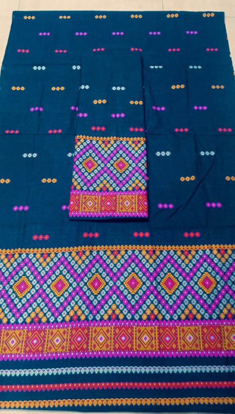 Cotton Mishing Designed Mekhela Sador With Blouse Material / 03790002001