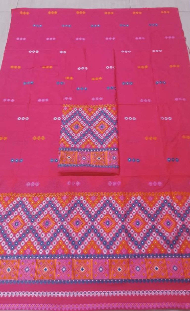 Cotton Mishing Designed Mekhela Sador With Blouse Material / 03790002001