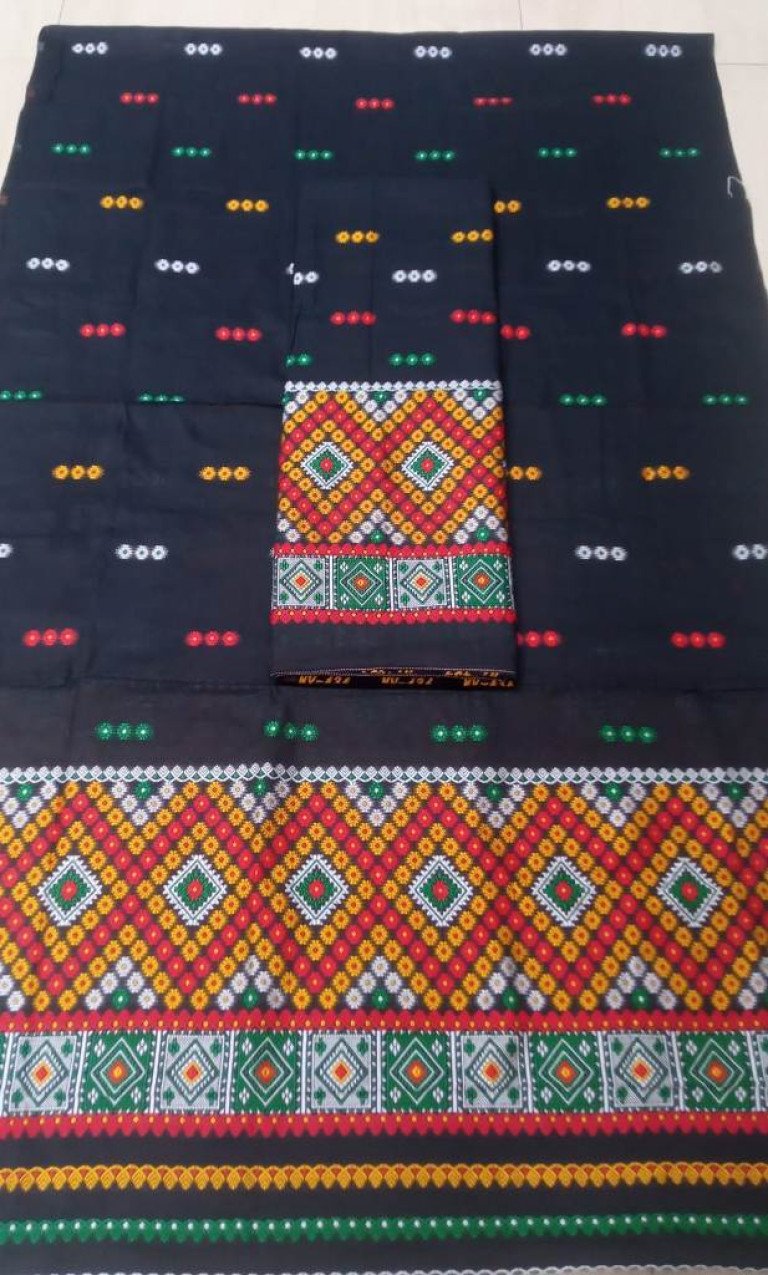 Cotton Mishing Designed Mekhela Sador With Blouse Material / 03790002001