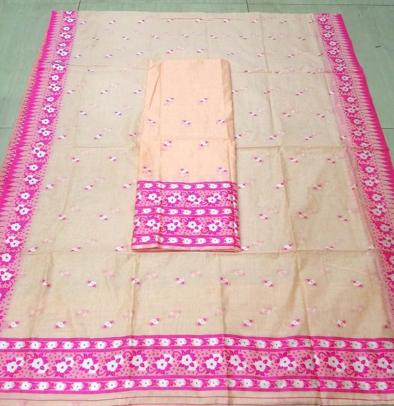 Wash Cotton Mekhela Sador With Blouse Material / ৱাছ কটন মেখেলা চাদৰ ব্লাউজৰ কাপোৰৰ সৈতে / 03790004001