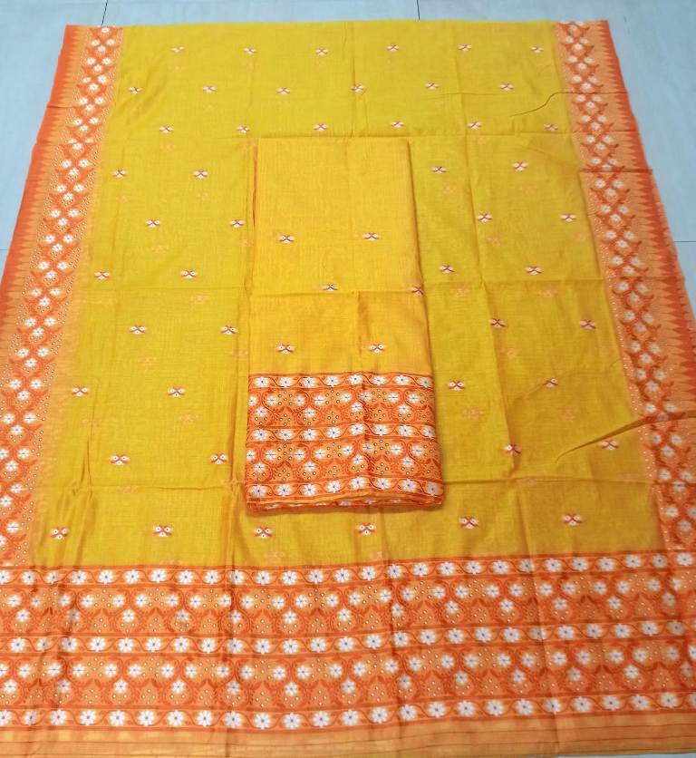 Wash Cotton Mekhela Sador With Blouse Material / ৱাছ কটন মেখেলা চাদৰ ব্লাউজৰ কাপোৰৰ সৈতে / 03790004001