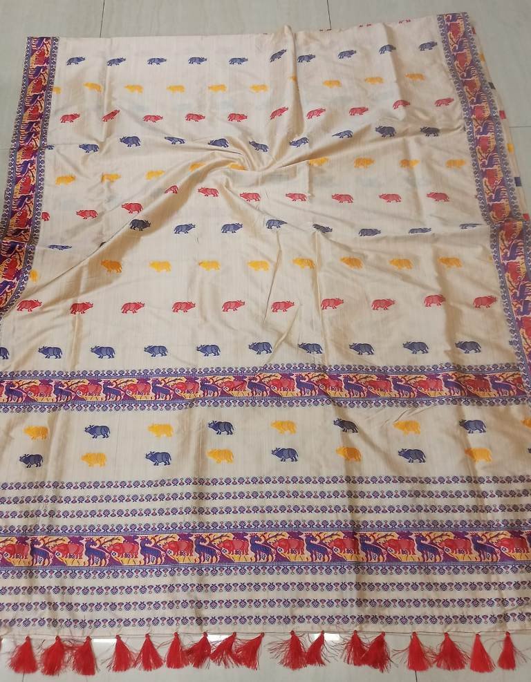 READY TO WEAR SILK BLEND SAREE WITH BLOUSE MATERIAL / 03050007001