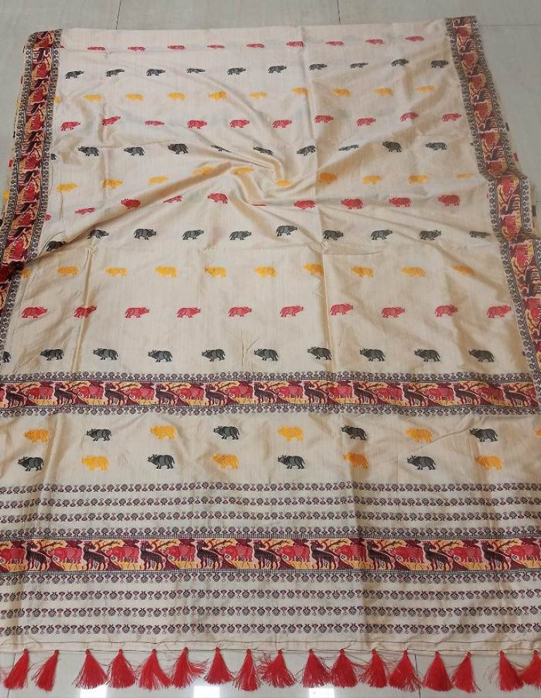 READY TO WEAR SILK BLEND SAREE WITH BLOUSE MATERIAL / 03050007001